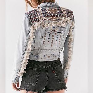 BLANKNYC Wind Embroidered Denim Moto Jacket